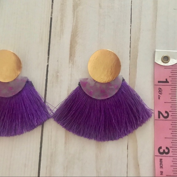 Acrylic Purple Fan Earrings - Picture 5 of 5